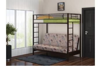 Двухъярусная кровать с диваном Мадлен коричневый