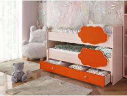 Кровать Соник с ящиком млечный дуб с оранжевым