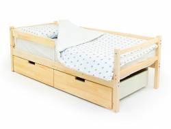 Кровать-тахта Svogen с ящиками и бортиком натура без покрытия