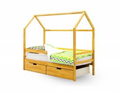 Кровать-домик Svogen с ящиками и бортиком натура без покрытия
