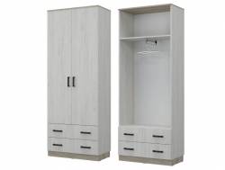 Шкаф для одежды с 2-я ящиками Лофт Дуб крафт белый/серый