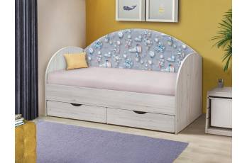 Кровать с продольной мягкой спинкой Софа №11 800х1900 шарики