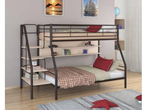 Двухъярусная кровать Толедо 1П коричневый молочный