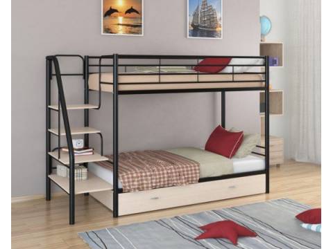 Двухъярусная кровать Толедо Я черный дуб молочный