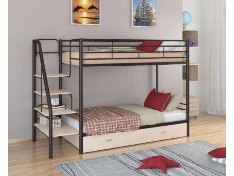 Двухъярусная кровать Толедо Я коричневый дуб молочный