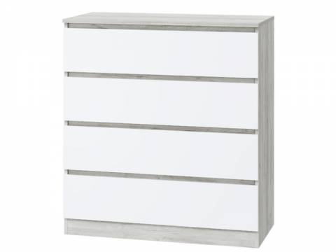 Комод 4 ящика Лори дуб серый, белый