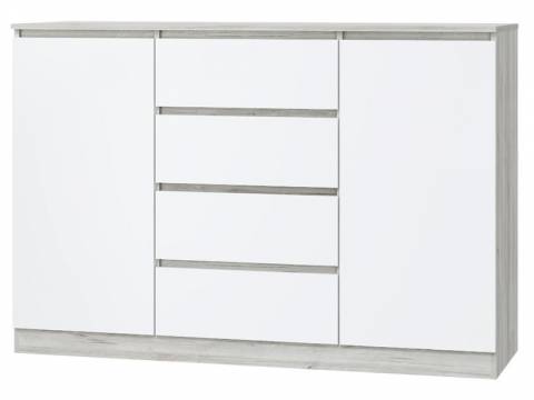 Комод 2 двери 4 ящика Лори дуб серый, белый