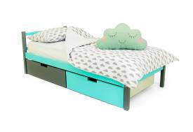 Кровать Svogen classic с ящиками графит-мятный