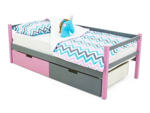 Кровать-тахта Svogen с ящиками лаванда-графит