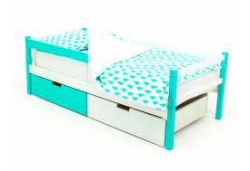 Кровать-тахта Svogen с ящиками и бортиком мятно-белый