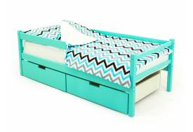 Кровать-тахта Svogen с ящиками и бортиком мятный