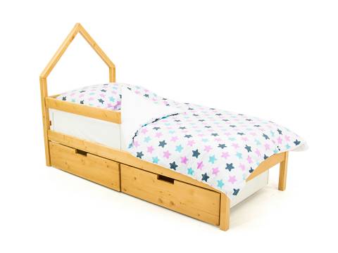 Кровать-домик мини Svogen с ящиками и бортиком дерево