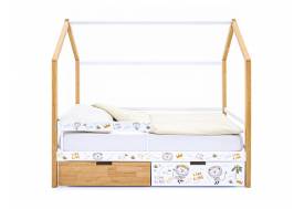 Кровать-домик Svogen с фото с ящиками и бортиком дерево/львята