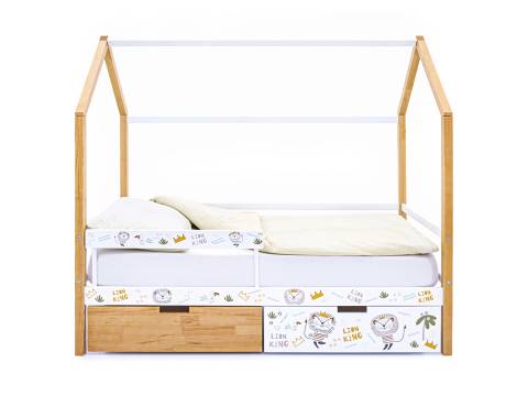 Кровать-домик Svogen с фото с ящиками и бортиком дерево/львята