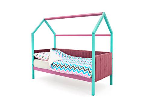 Кровать-домик мягкий Svogen мятный-лаванда