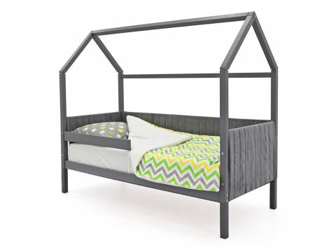 Кровать-домик мягкий Svogen с бортиком графит