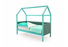 Кровать-домик мягкий Svogen с бортиком мятный