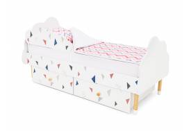 Кровать Stumpa Облако бортик и ящики рисунок Треугольники розовый, синий