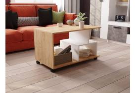 Стол журнальный СЖМ-1 дуб крафт золотой/белый