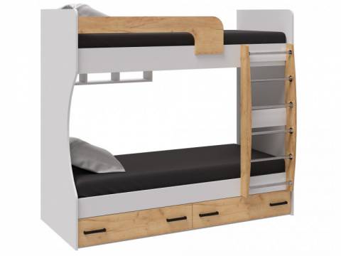 Кровать двухъярусная Лючия белый/дуб крафт золотой