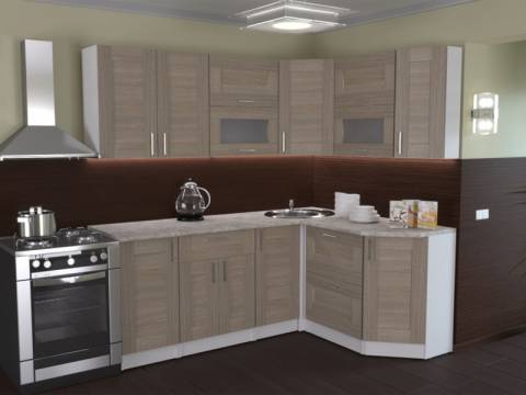 Кухонный гарнитур Лира мега прайм 2000х1500 мм