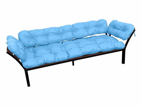 Диван Дачный с подлокотниками голубая подушка