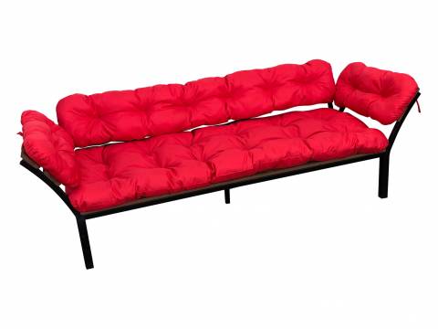 Диван Дачный с подлокотниками красная подушка