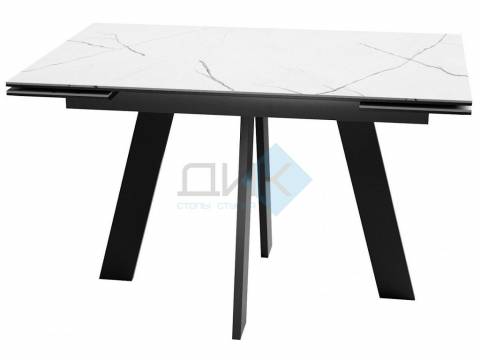 Стол SKM 120 керамика белый мрамор/подстолье черное