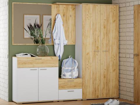 Прихожая Санти Белый/Дуб Крафт Золотой