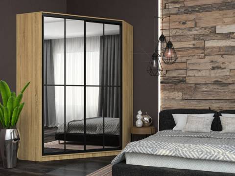 Угловой шкаф-купе Лофт фасад зеркало +