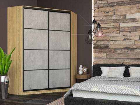 Угловой шкаф-купе Лофт фасад МДФ бетон 3г