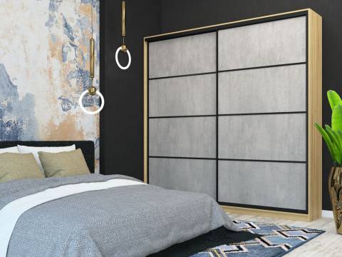 Шкаф-купе Лофт Шк24-47 2400 глубина 470 фасад МДФ бетон 3г