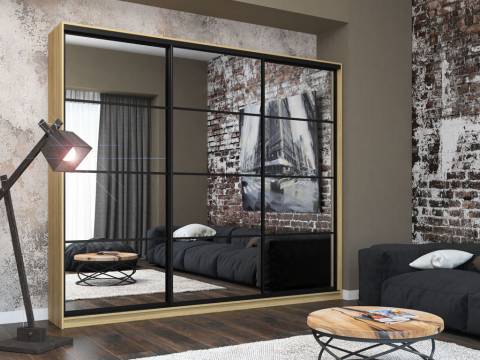 Шкаф-купе Лофт Шк30-60 3000 3 двери глубина 600 фасад зеркало 3г