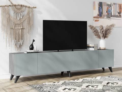 Тумба под ТВ Сканди МДФ грин грей софт с опорами