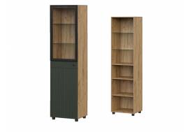 Пенал со стеклом Милан Дуб Золотой/Олива Софт