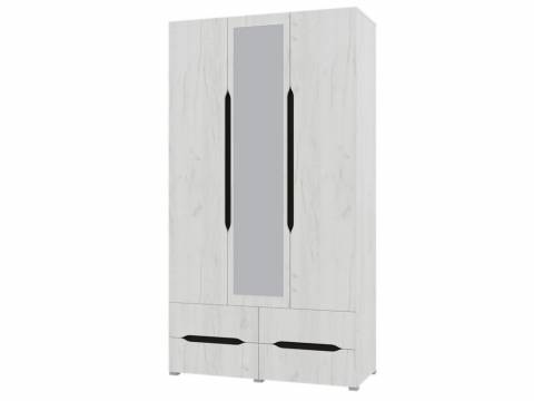 Шкаф 3х створчатый 4 ящика Вега с зеркалом Крафт белый
