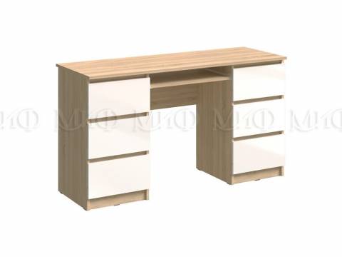 Стол 6 ящиков Челси Белый, дуб сонома