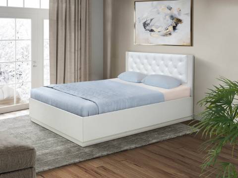 Кровать Венеция 12.1 1600 с подъемным механизмом кожзам белый