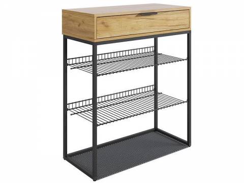 Обувница Краш черный муар/дуб крафт золотой