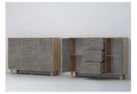 Комод Эго К-2 2 ящика дуб крафт золотой/камень темный на ножках