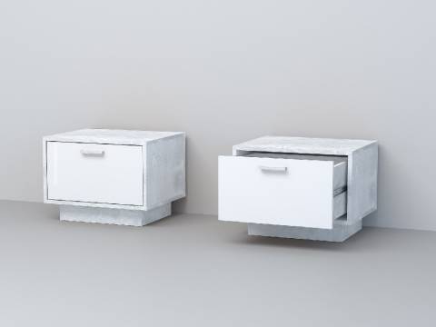 Тумба прикроватная Эго Т-5 бетон светлый/белый глянец на цоколе