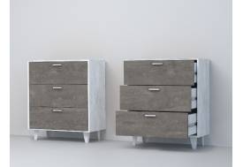 Комод Эго К-3 3 ящика бетон светлый/камень темный на ножках