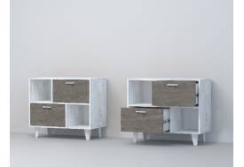 Тумба Эго Т-1 2 ящика бетон светлый/камень темный на ножках