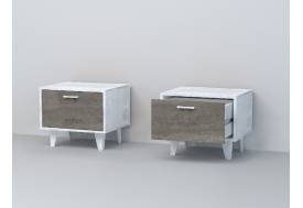 Тумба прикроватная Эго Т-5 бетон светлый/камень темный на ножках