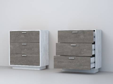 Комод Эго К-3 3 ящика бетон светлый/камень темный на цоколе