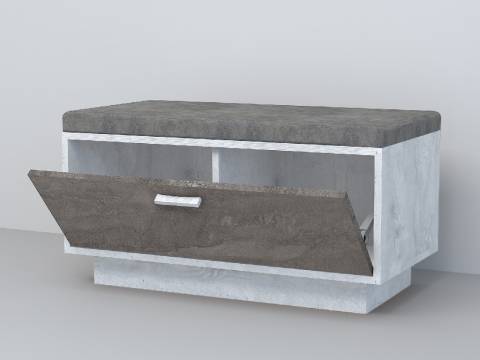 Обувница Эго Об-1 бетон светлый/камень темный на цоколе