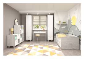 Детская Эго бетон светлый/белый глянец