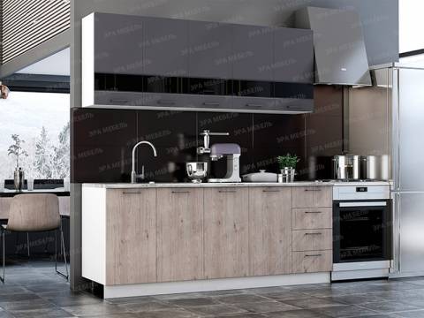 Кухонный гарнитур Астра МДФ 2000 графит софт/дуб галиано