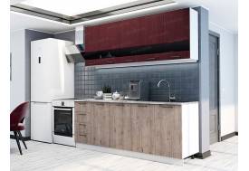 Кухонный гарнитур Астра МДФ 2000 красное дерево патина/дуб галиано