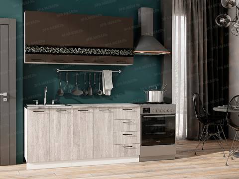 Кухонный гарнитур Милена МДФ 1600 смоки софт/вяз